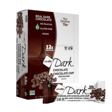 Load image into Gallery viewer, Nugo Dark Chocolate Chocolate Chip Protein Bar packaging on a white background