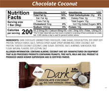 Load image into Gallery viewer, NuGo Dark Chocolate Coconut Nutrition Facts